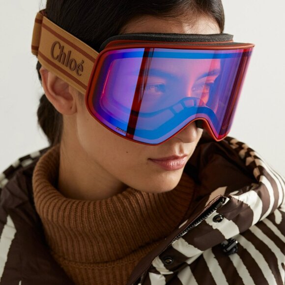 Chloé CH0072S 003 – Matte Rust Ski Mask Goggles Orange/Blue Multilayer ZEISS